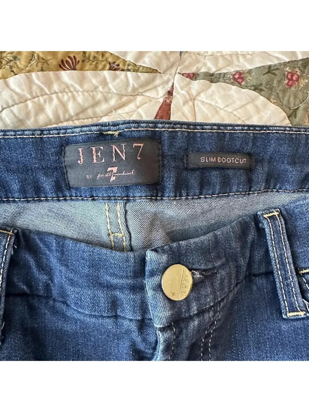 Jen7 by 7 For All Mankind slim bootcut jeans dark wash Size 12 western cowgirl